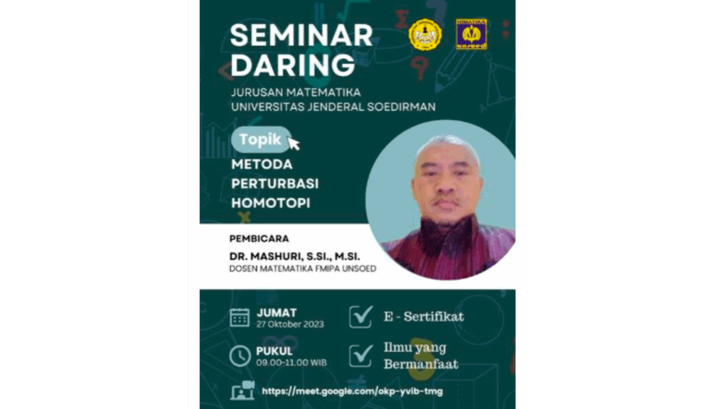 SEMINAR DARING (SEMIRING) SERI KE-27 : Metode Perturbasi Homotopi